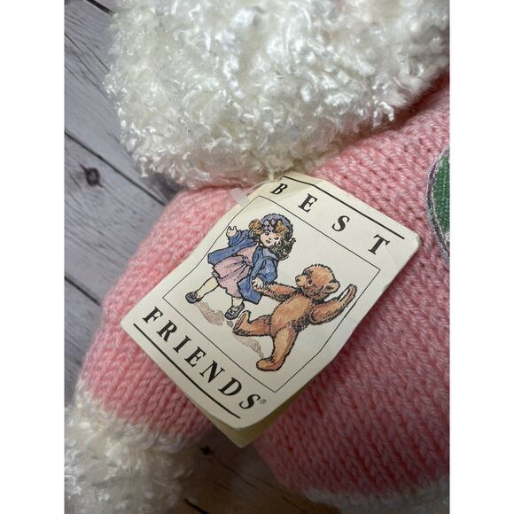 1985 AMC Best Friends White Rabbit 15" Plush w/ Pink Sweater Easter Egg with Tag - Picture 4 of 6